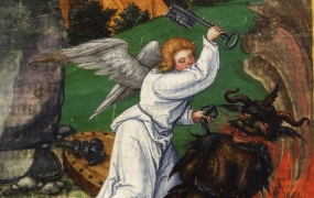 Djævelen - Johannes' Åbenbaring. Illustration fra Ottheinrich-Bibel, ca. 1530-32.