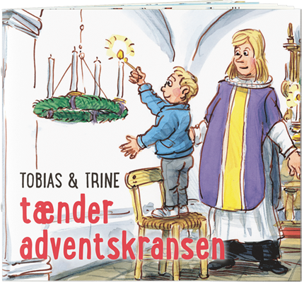 Tobias og Trine tænder adventskransen