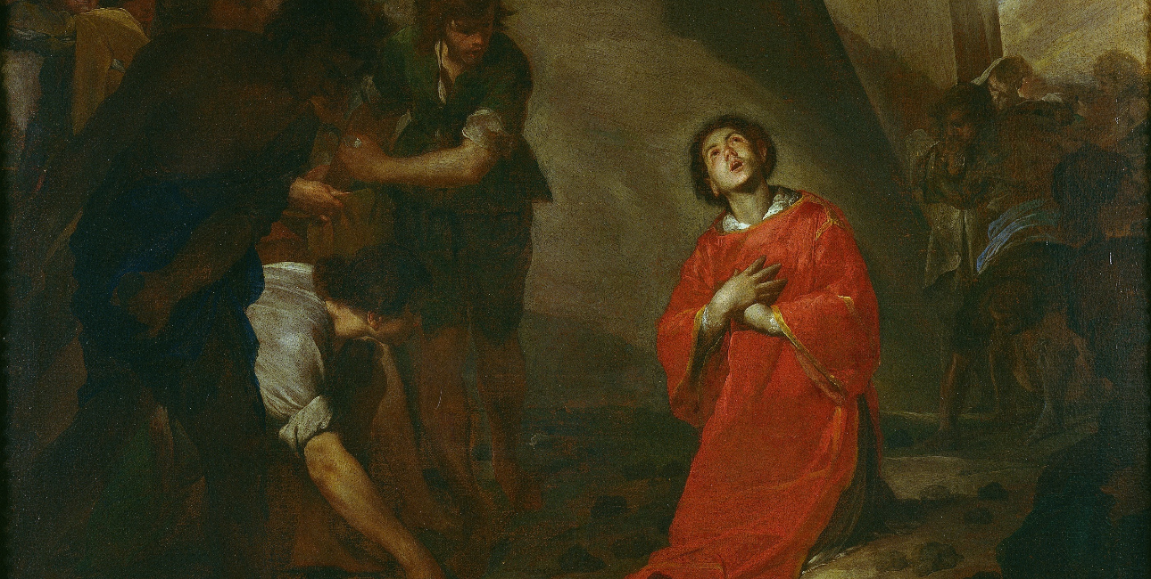Steningen af Sankt Stefan. Maleri af Bernardo Cavallino, ca. 1645. Kilde: Wikimedia Commons.