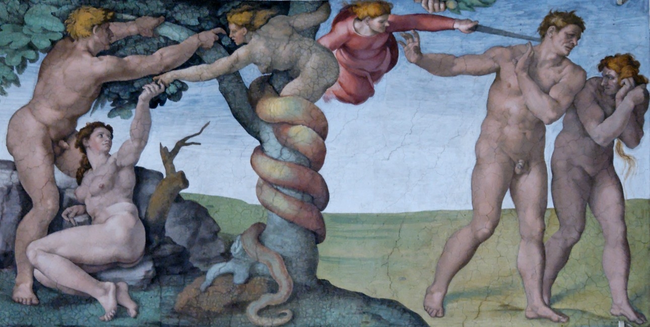 The Downfall of Adam and Eve and their Expulsion from the Garden of Eden.