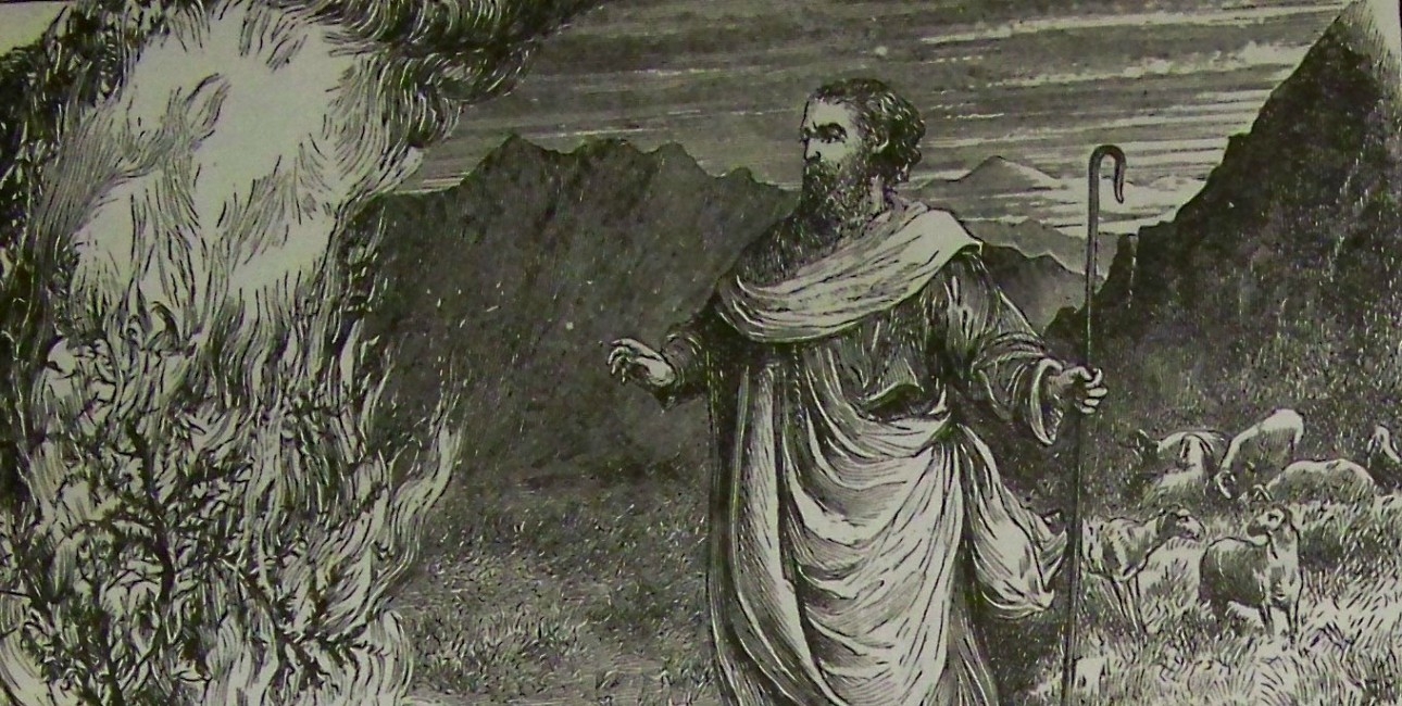 "Moses and the burning bush" fra 1890. Illustration fra Holman Bibelen.