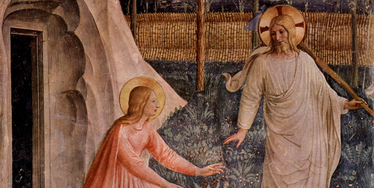Maria Magdalene møder den opstandne Jesus. Fresco af Fra Angelico.