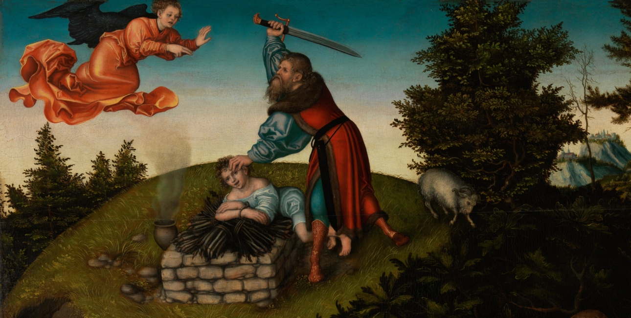 Abrahams tro bliver testet, da Gud beder ham om at ofre sønnen Isak. Maleri af Lucas Cranach den ældre.