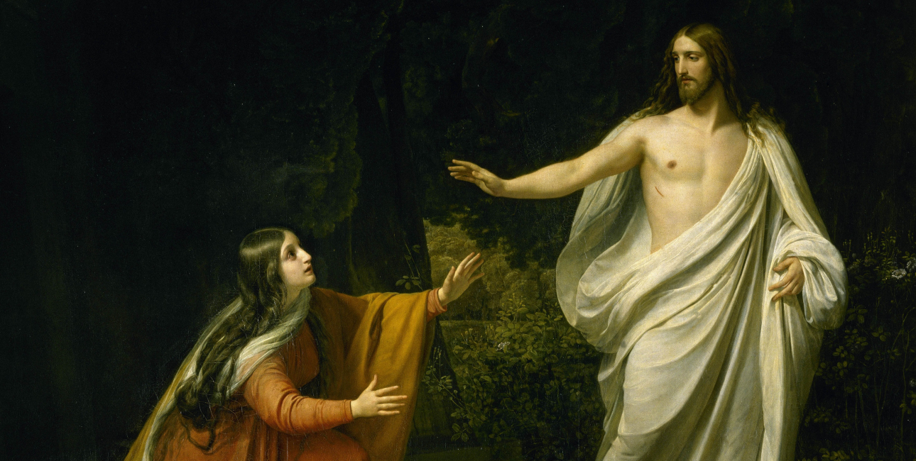 Maria Magdalene møder den opstandne Jesus. Maleri af Alexander Ivanov. Kilde: Wikimedia Commons.