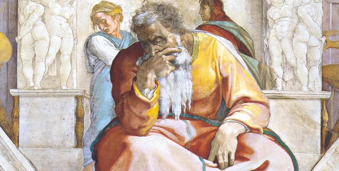 Profeten Jeremias. Fresko af Michelangelo fra Det Sixtinske Kapel.