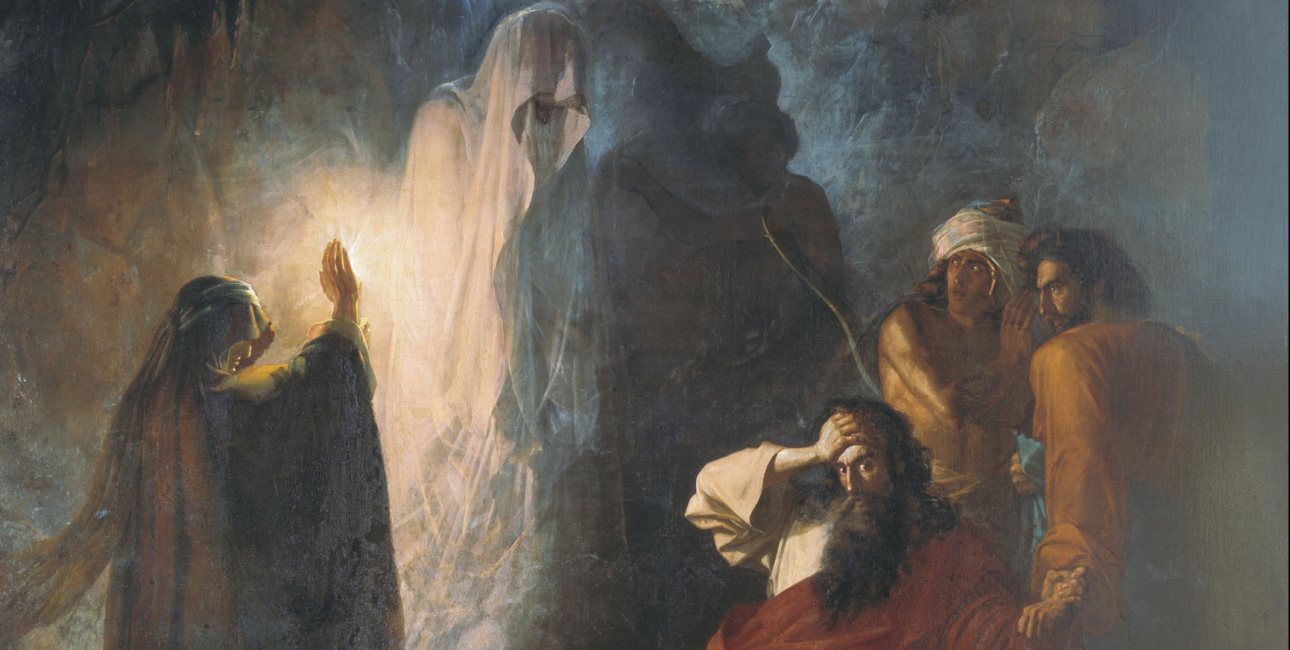 Saul og spåkvinden i En-Dor. Maleri af Nikiforovich Dmitry Martynov, 1857. Kilde Wikimedia Commons.