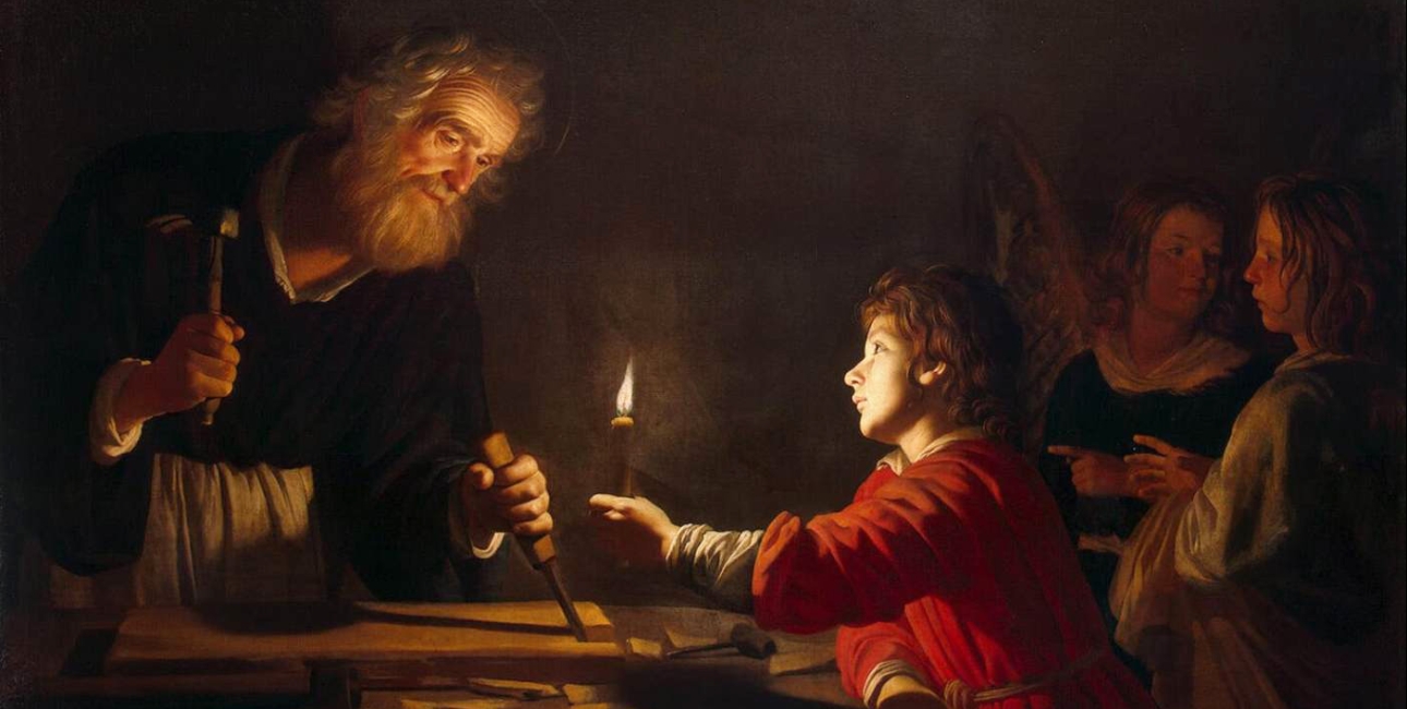 Josef og Jesus. Maleri af Gerard van Honthorst, 1620. Kilde: Wikimedia Commons.