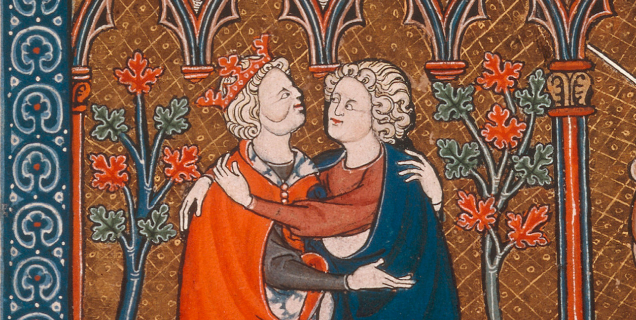 David og Jonatans venskab. Illustration fra manuskriptet La Somme le Roi, ca. 1279. Foto: Akg-Images/Ritzau Scanpix.