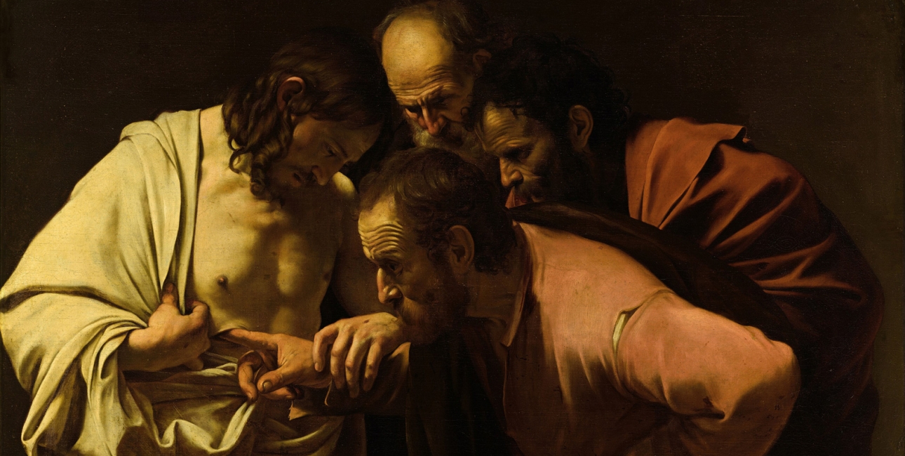 "Thomas' vantro" af Caravaggio ca. 1601. Kilde: Wikimedia.