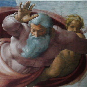God separating the Earth from the waters - Michelangelo