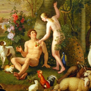 Adam og Eva ved Kundskabens Træ.