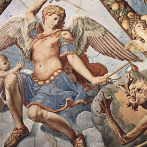 Ærkeenglen Mikael, malet af Bronzino. Foto: Wikimedia Commons.