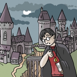 Harry Potter og Hogwarts. Illustreret af Marie Dyekjær Eriksen