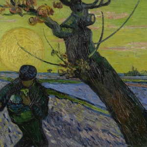 Van Goghs maleri: Sower at sunset,