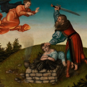 Abrahams tro bliver testet, da Gud beder ham om at ofre sønnen Isak. Maleri af Lucas Cranach den ældre.