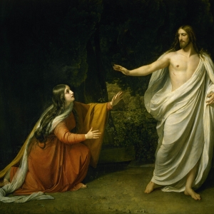 Maria Magdalene møder den opstandne Jesus. Maleri af Alexander Ivanov. Kilde: Wikimedia Commons.