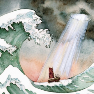 Bjarne Reuter har genfortalt historien om Noas ark i bogen "Noa". Børnebogen er smukt illustreret af Kamilla Wichmann.