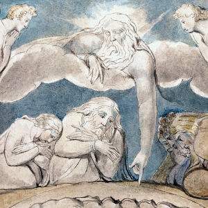 Er Gud Retfærdig? Illustration af William Blake. 