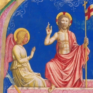 Opstandelsen. Miniature af Domenico Pagliarolo, 1400-tallet. Kilde Wikimedia Commons.
