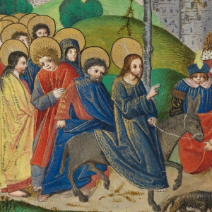 Indtoget i Jerusalem. Illustration fra 1500-tallet.