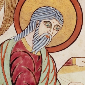 Evangelisten Matthæus. Illustration fra Lindisfarne-manuskriptet.