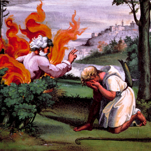 Moses og den brændende busk. Fresco af Raphael. Kilde: Akg-images.