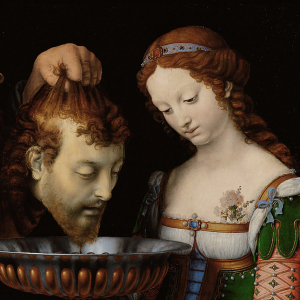 Salome og Johannes Døbers hoved på et fad. Maleri af Andrea Solari. Kilde: Wikimedia Commons.