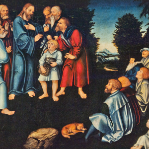 Bespisningen af de fem tusind. Maleri af Lucas Cranach den ældre. Kilde: Wikimedia Commons.