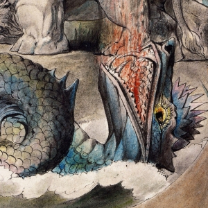 Livjatan. Illustration af William Blake. Kilde: Wikimedia Commons.