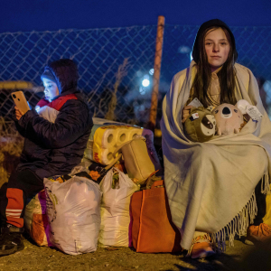 Ukrainske flygtninge feb. 2022 Foto: Wojtek Radwanski/AFP/Ritzau Scanpix