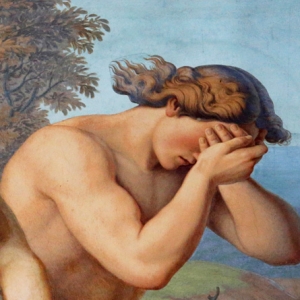 Adam og Eva bliver fordrevet. Illustration: Fresco af Johann von Schraudolph fra Speyerdomen, ca. 1850. Kilde: Shutterstock.