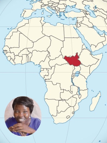 Sydsudan, kort + foto af Cecilie Kaiwa.