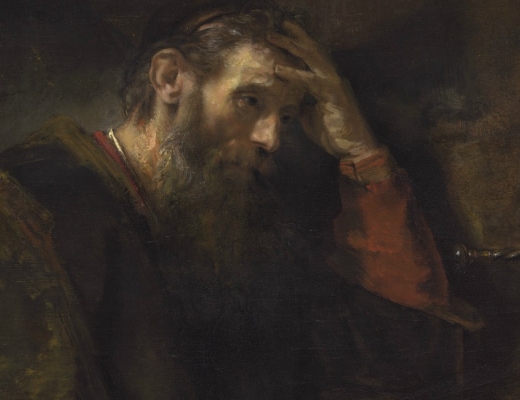 Apostlen Paulus illustreret af Rembrandt. Findes på National Gallery of Art i Washington, D.C.