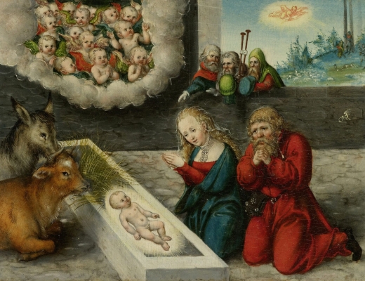 Fejringen af julen ændrede karakter under og efter reformationstiden, fortæller forfatter Maria Helleberg. Oliemaleri: "Tilbedelsen af Kristus", af Lukas Cranach den Ældre. Malet ca. 1545-50.