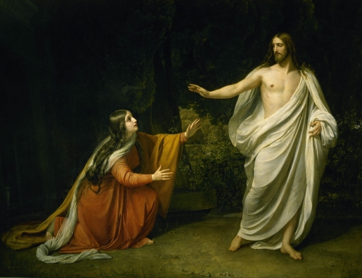 Maria Magdalene møder den opstandne Jesus. Maleri af Alexander Ivanov. Kilde: Wikimedia Commons.