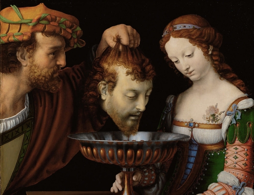 Salome og Johannes Døbers hoved på et fad. Maleri af Andrea Solari. Kilde: Wikimedia Commons.