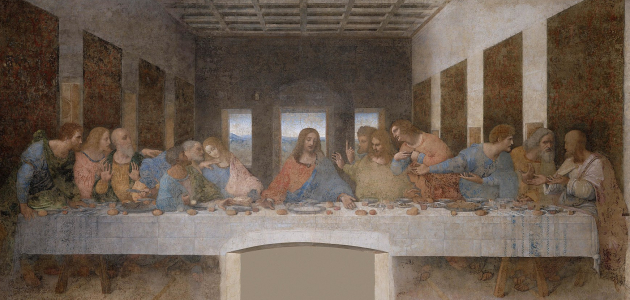 Den sidste nadver. Vægmaleri af Leonardo da Vinci,1495-98. Kilde: Wikimedia Commons.