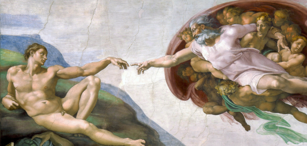 "Skabelsen af Adam", af Michelangelo. Frescoen er centrum for loftsmalerierne i Det Sixtinske Kapel. Foto: Wikimedia Commons