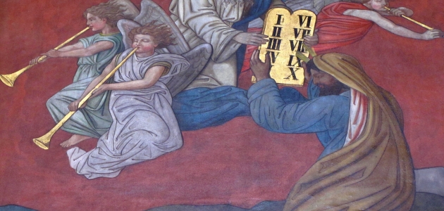Moses modtager de ti bud. Maleri af Jean Weyh (1886), Église Saint-Étienne i Mackenheim. Kilde: Wikimedia Commons.