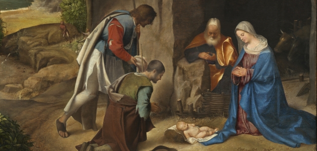 Adoration of the Shepherds. Maleri af Giorgione, ca. 1505. Kilde: Wikimedia Commons.