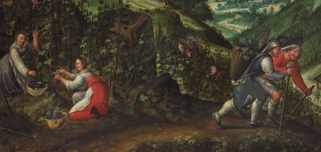 Lignelsen om de onde vinbønder. Maleri af Marten van Valckenborch, ca. 1580. Kilde: Wikimedia Commons.