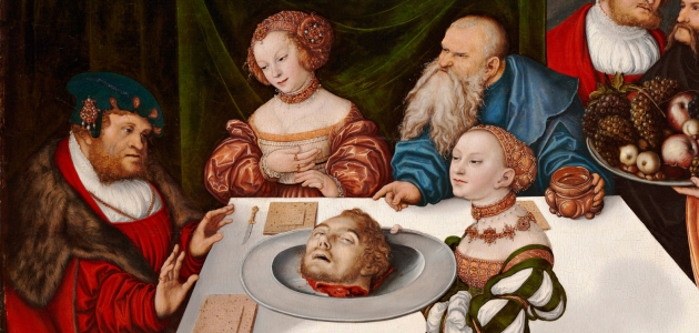 Johannes Døbers hoved på et fad. Maleri af Lucas Cranach den ældre.