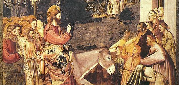 Indtoget i Jerusalem. Fresko af Giotto fra Scrovegni-kapellet.