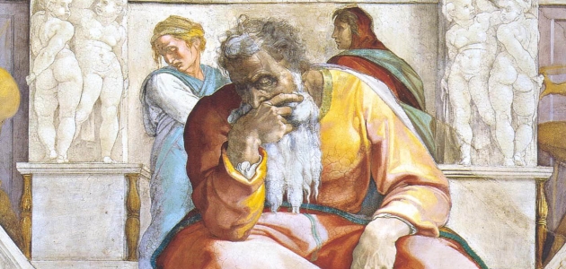 Profeten Jeremias. Fresko af Michelangelo fra Det Sixtinske Kapel.