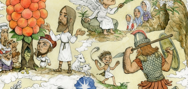 Plakat til "Salmer der fortæller". Tegnet af Otto Dickmeiss.