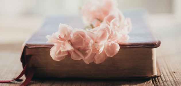 Bibel med blomst. Foto: Unsplash.