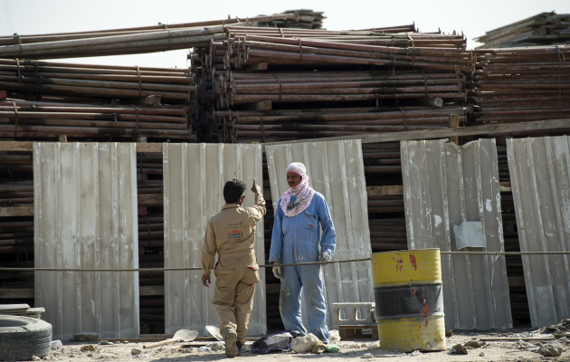 Migrantarbejdere i Qatar. Foto: Les Kaner