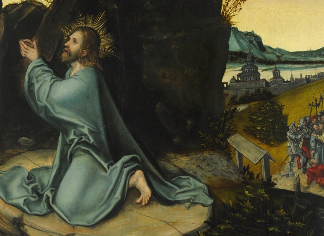Jesus i Getsemane Have. Maleri af Lucas Cranach den Ældre og værksted, ca. 1540. Kilde: Wikimedia Commons.