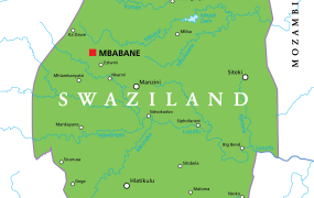 Kort over Swaziland. Grafik: De Forenede Bibelselskaber