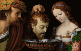 Salome og Johannes Døbers hoved på et fad. Maleri af Andrea Solari. Kilde: Wikimedia Commons.